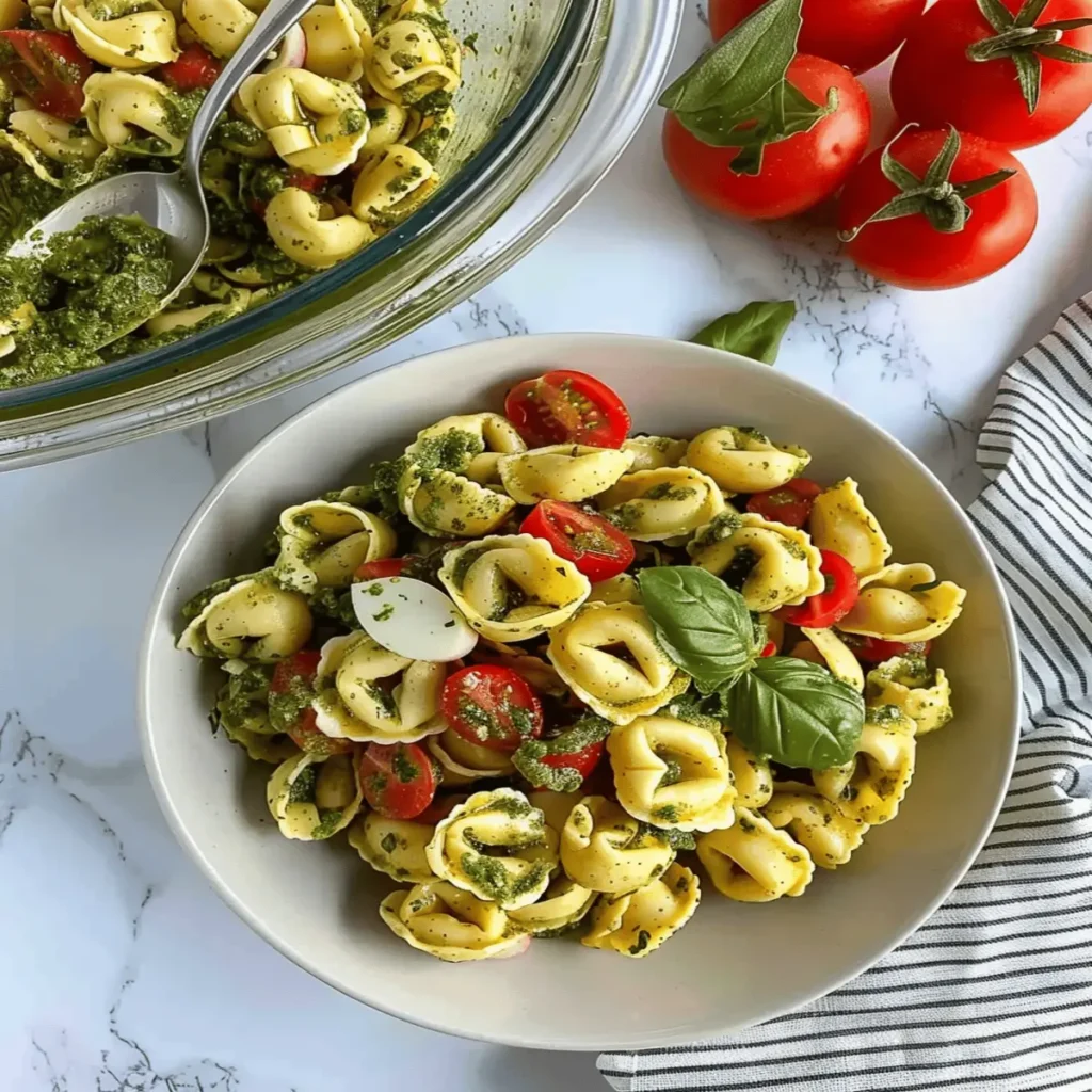 Caprese Tortellini Pasta Salad with Pesto