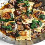Mushroom Ravioli with Spinach