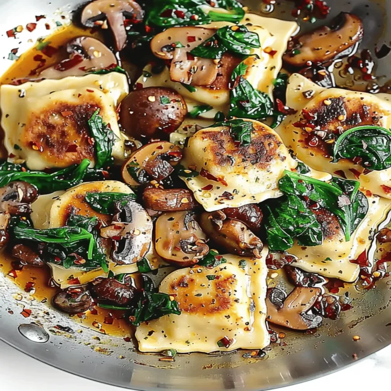 Mushroom Ravioli with Spinach