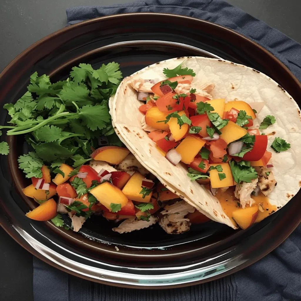 Peach Salsa Chicken Tacos