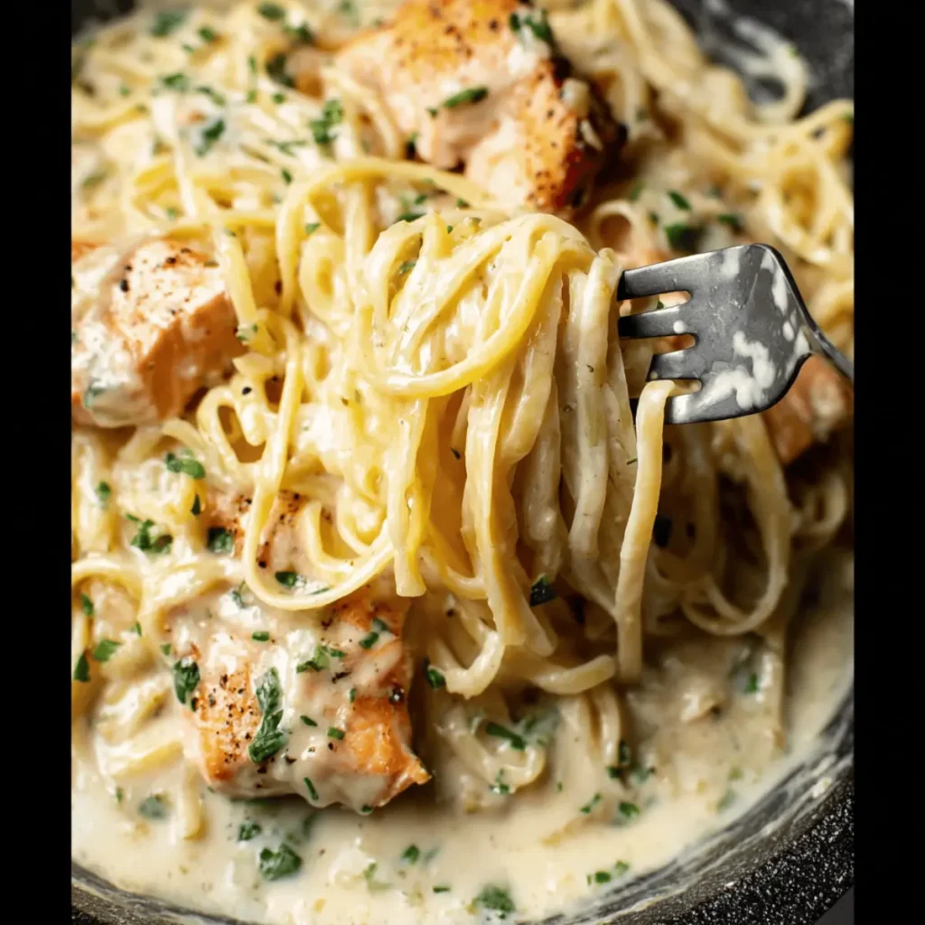 Salmon Pasta with a Creamy Garlic Sauce