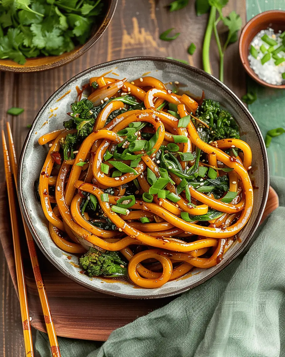 Stir-Fried Garlic Chili Udon Noodles: Easy 15-Minute Delight