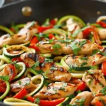 Garlic Chicken Zucchini Noodles Stir-Fry