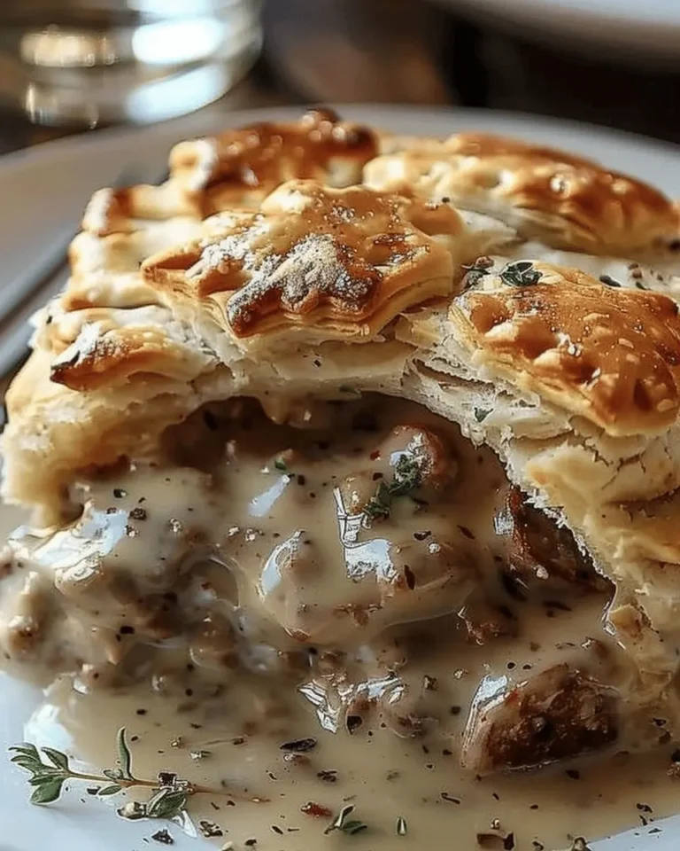Sausage, Gravy, and Biscuit Pie