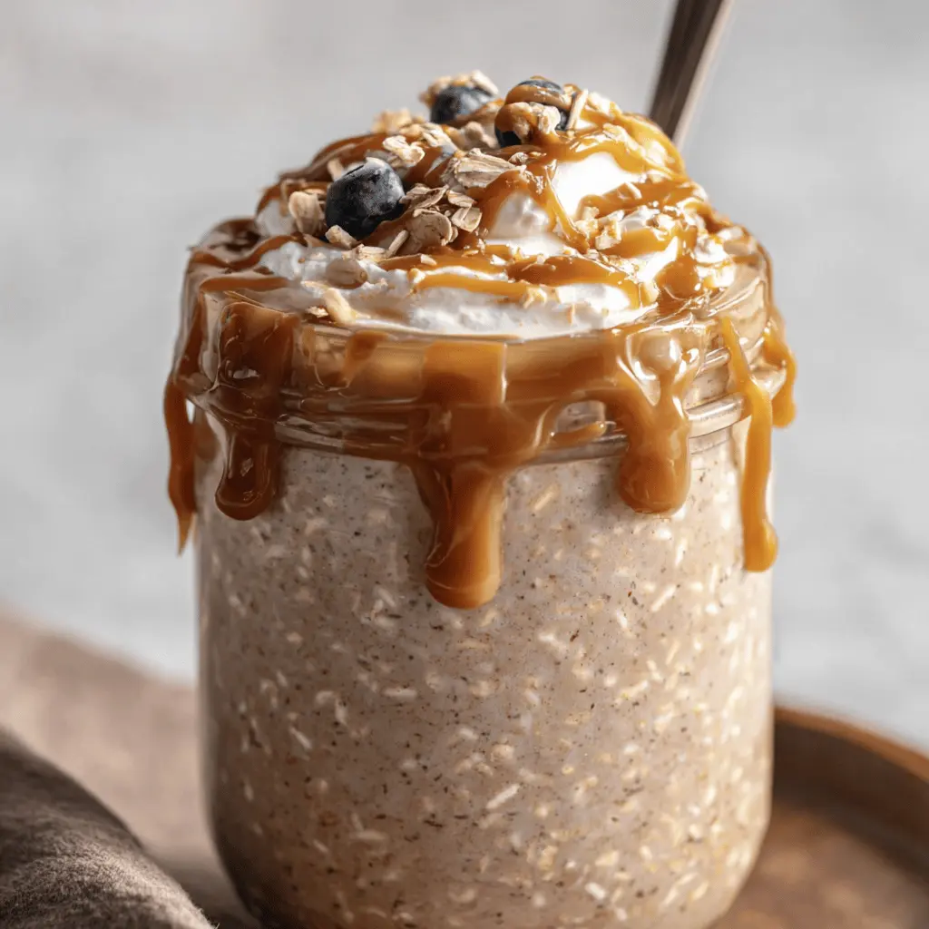 High Protein Caramel Mocha Overnight Oats