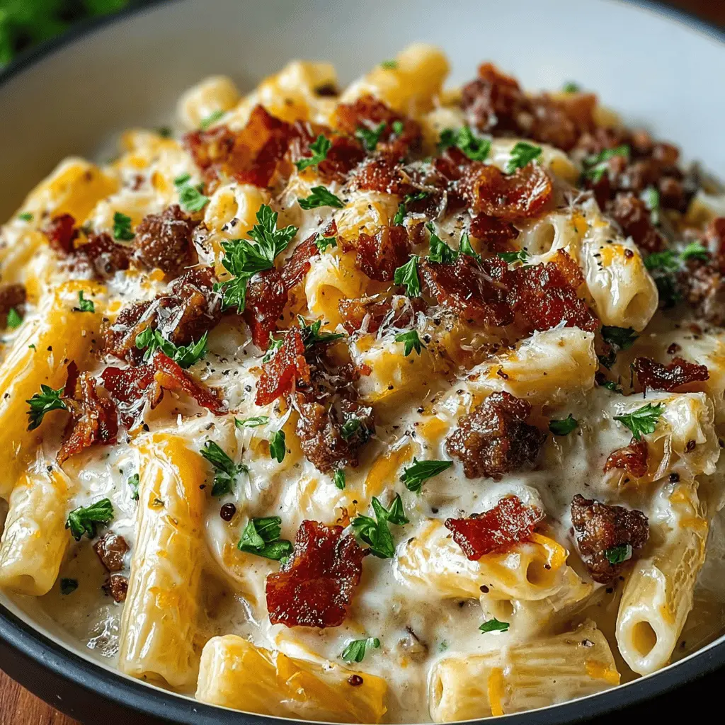 Loaded Bacon Cheeseburger Alfredo Pasta