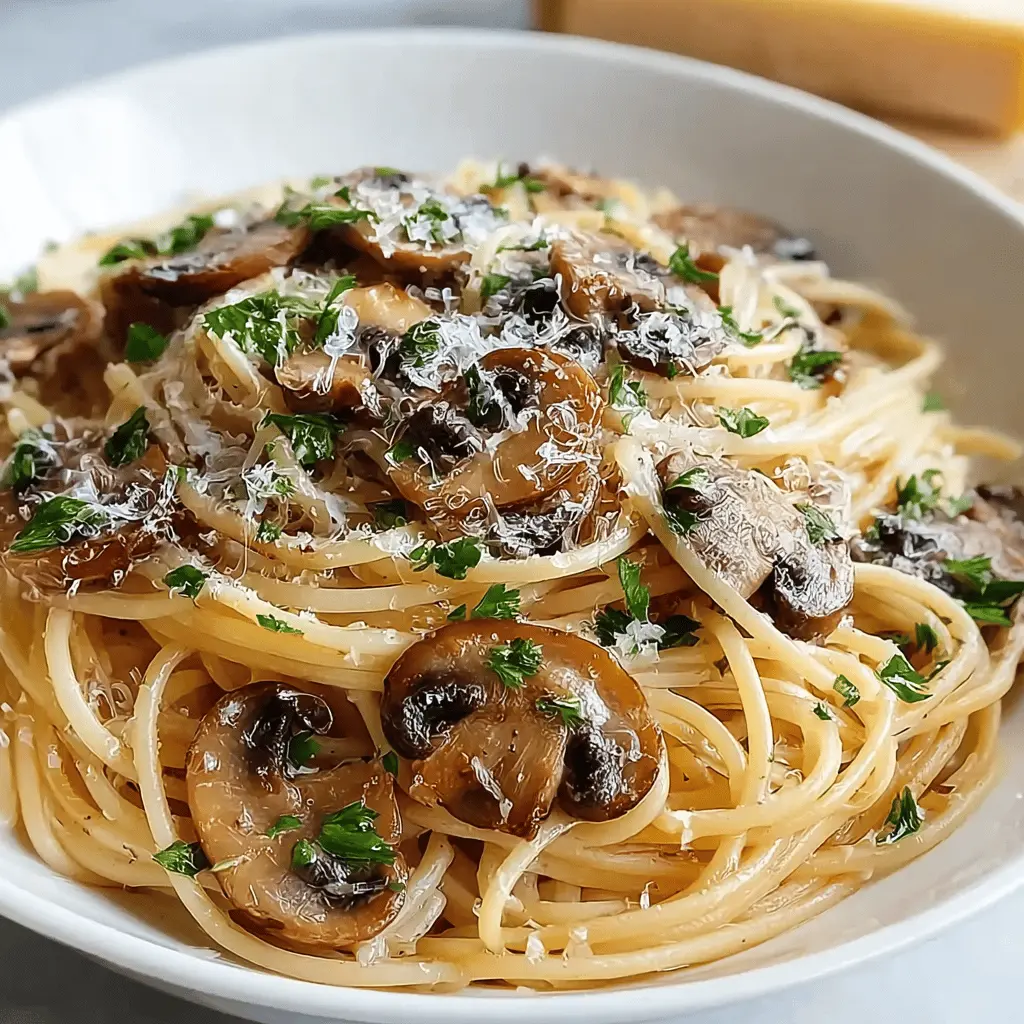 Mushroom and Garlic Spaghetti Dinner Recipe