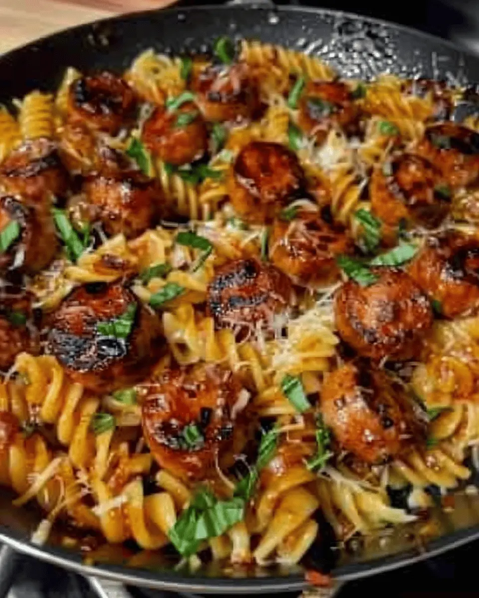 Sticky Honey Garlic Sausage Pasta Skillet: An Easy One-Pan Delight