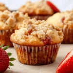 Strawberry Rhubarb Muffins with Streusel Topping