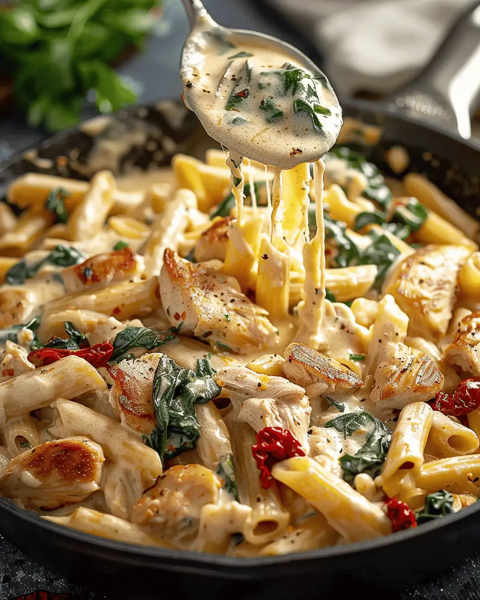 Irresistible Creamy Tuscan Chicken Pasta Recipe with Turkey Bacon