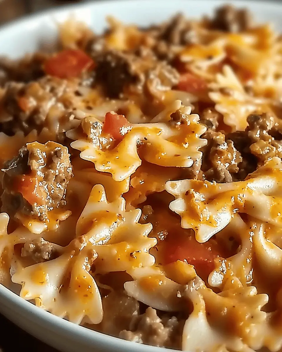 Creamy Velveeta Beef and Bowtie Pasta: Easy Comfort Food Delight