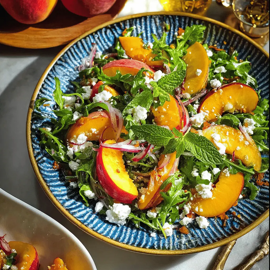 Peach Salad with Arugula, Basil, and Goat Cheese