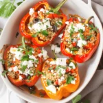 Greek Chicken Stuffed Peppers with Feta & Quinoa