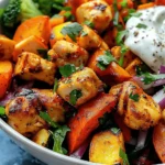 Healthy Spicy Chicken and Roasted Veggie Bowls Recipe