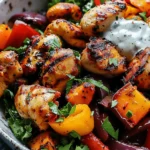 Healthy Spicy Chicken and Roasted Veggie Bowls Recipe