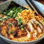 Irresistibly Spicy Fiery Chicken Ramen with Creamy Garlic Sauce