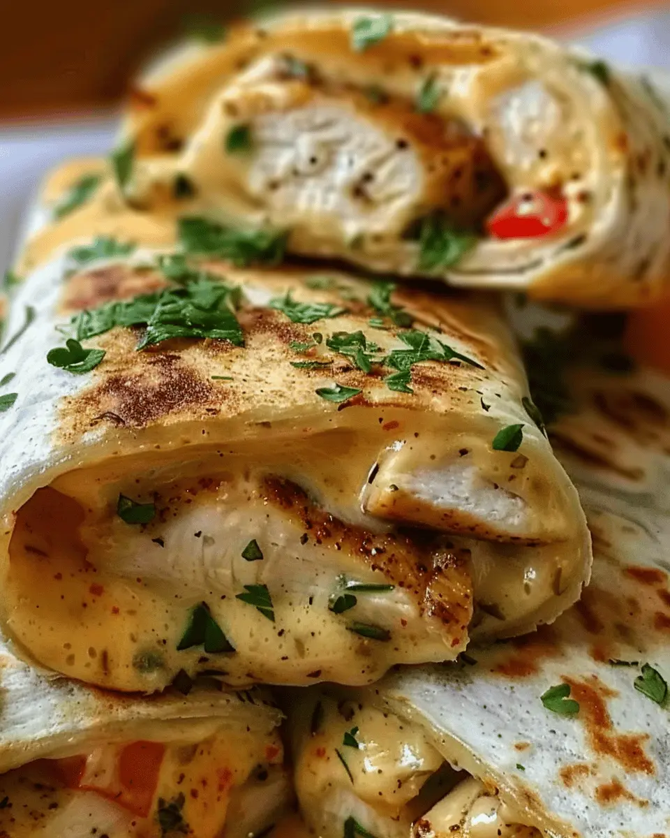 Ooey-Gooey Cheesy Garlic Chicken Wraps for a Cozy Dinner