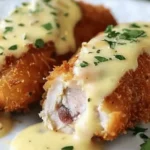 Chicken Cordon Bleu with Swiss Cheese Sauce is delicious.