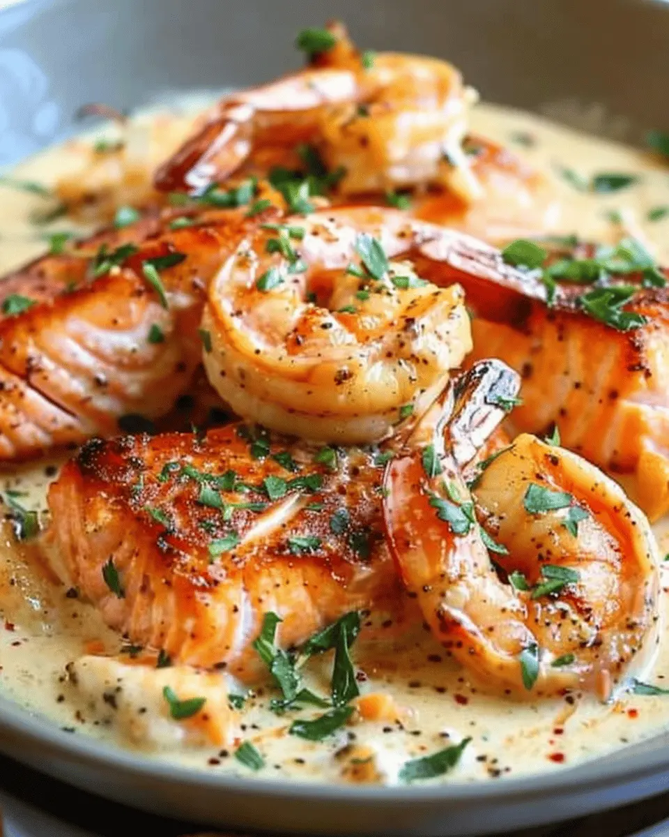 Cajun Shrimp and Salmon: Indulgent Garlic Cream Sauce Delight