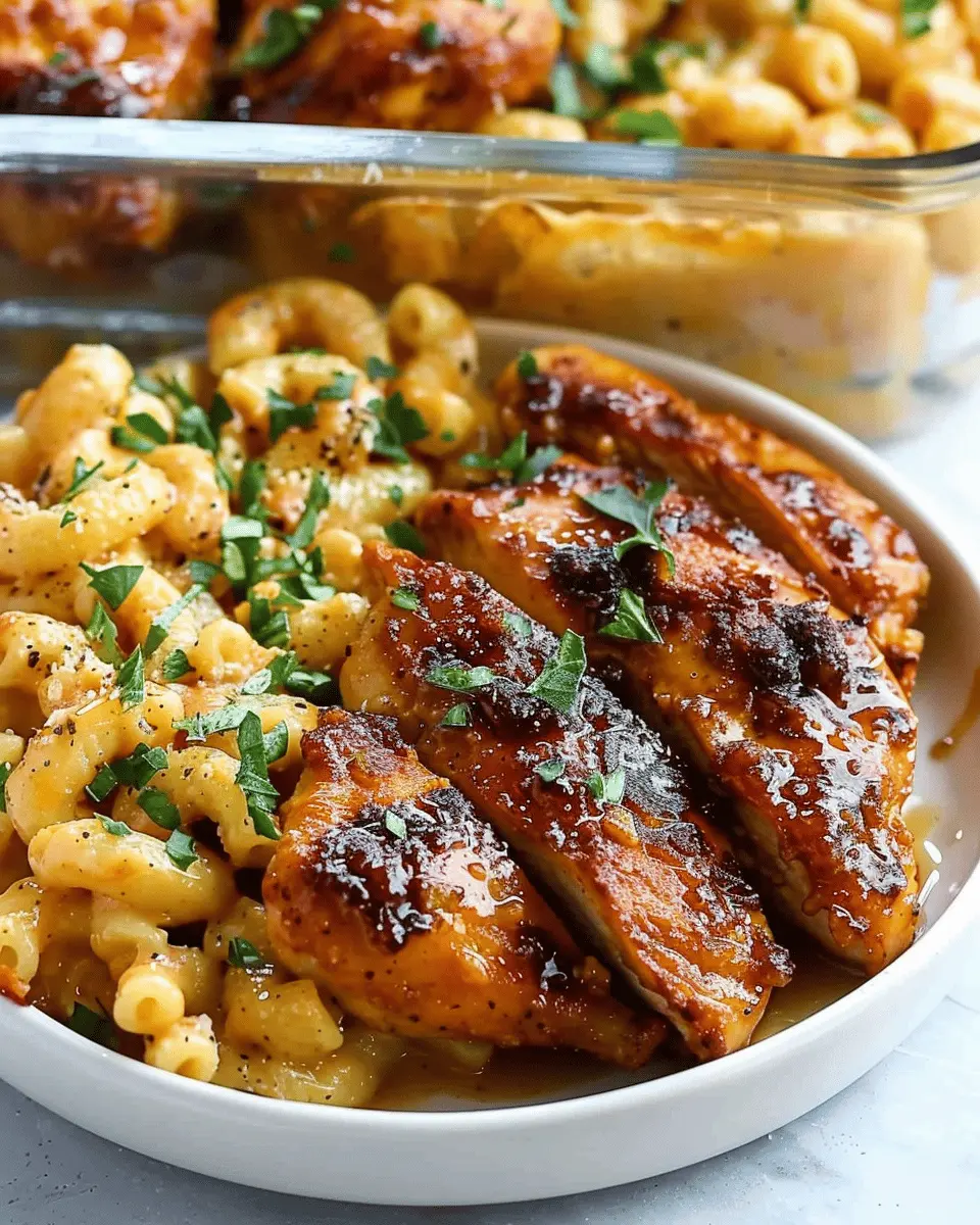 High Protein Honey Garlic Butter Chicken with Mac & Cheese Delight