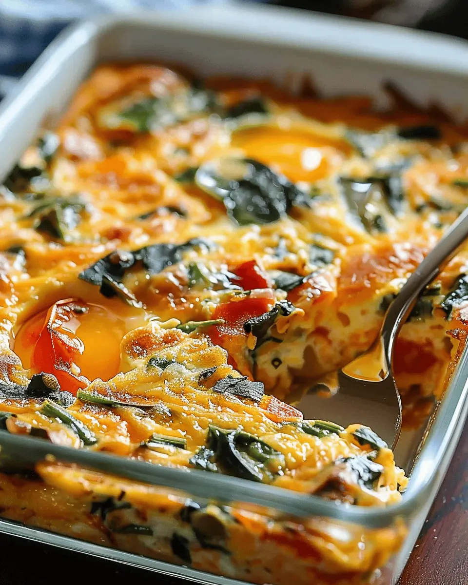 Cheesy Protein Egg Bake with Turkey Bacon: Easy Healthy Comfort Food