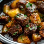 Slow Cooker Garlic Butter Beef Bites & Potatoes