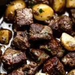 Crockpot Garlic Butter Beef Bites with Potatoes