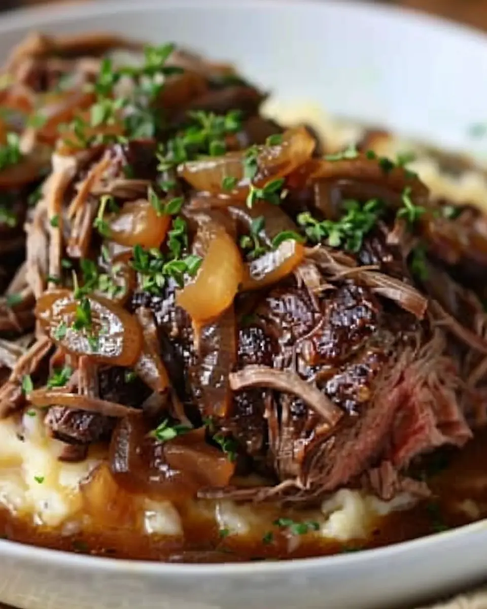 Crock Pot French Onion Pot Roast Recipe for Easy Cozy Dinners