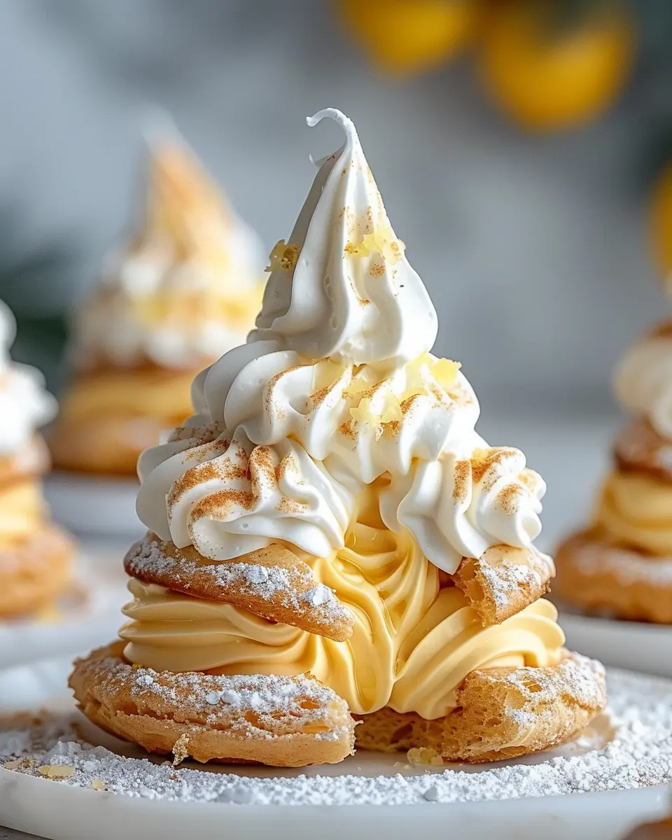 Light choux pastries filled with lemon cream for a refreshing treat