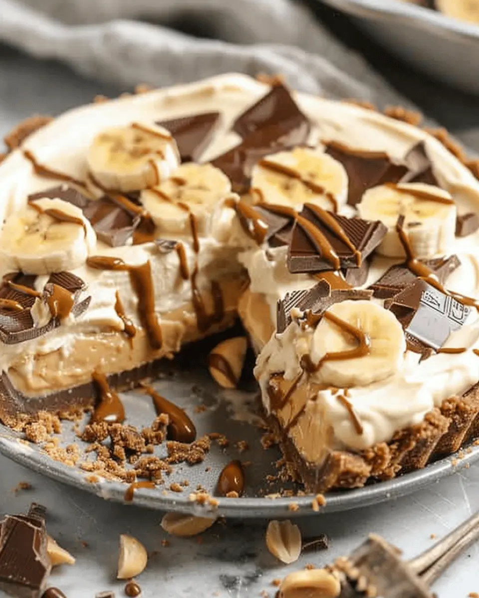 No Bake Reese Peanut Butter Chocolate Banana Cream Pie Bliss