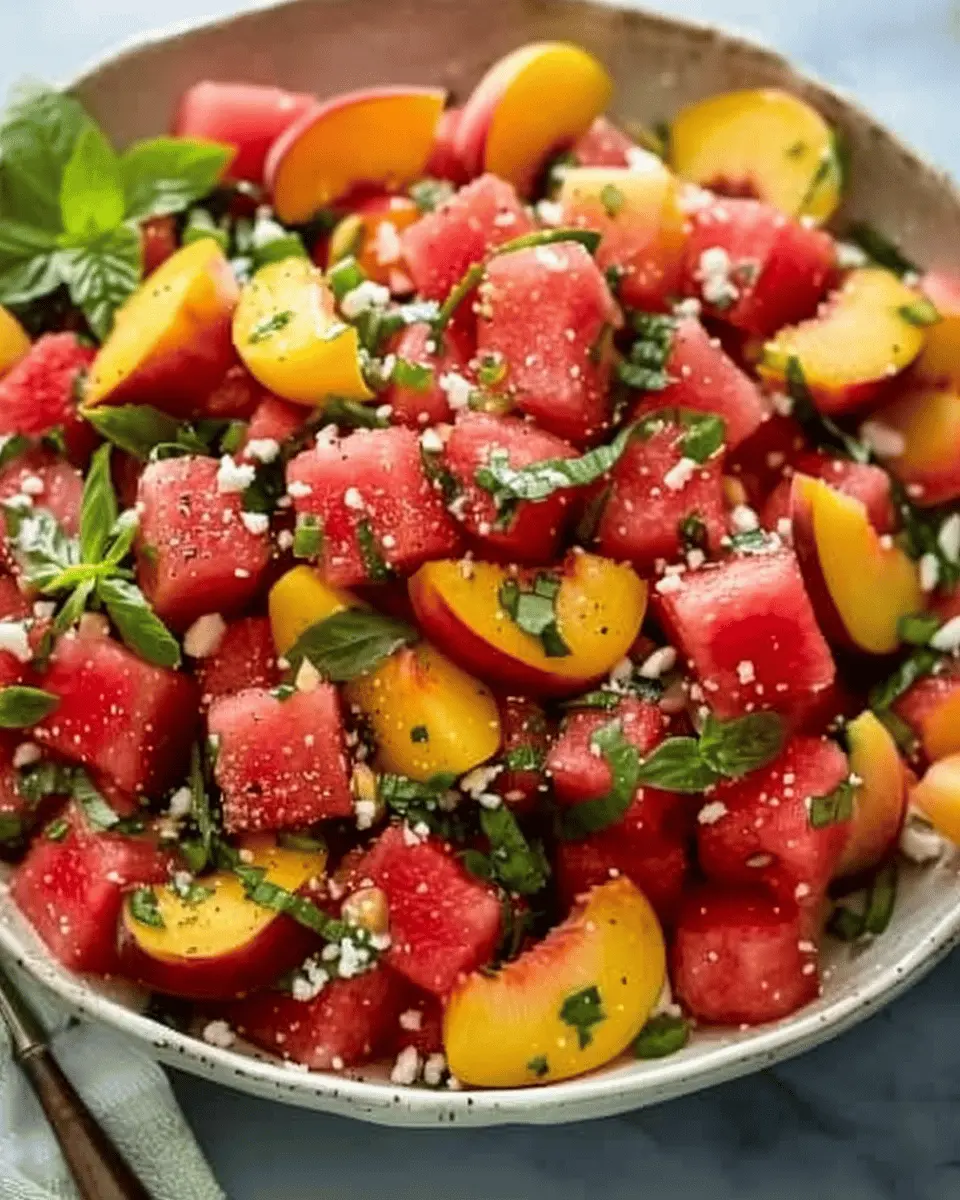 Refreshing and Juicy Watermelon Peach Salad: A Summer Delight