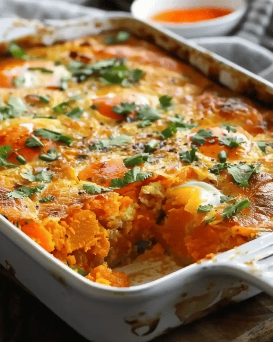 Easy Sweet Potato Egg Casserole with Turkey Bacon Delight