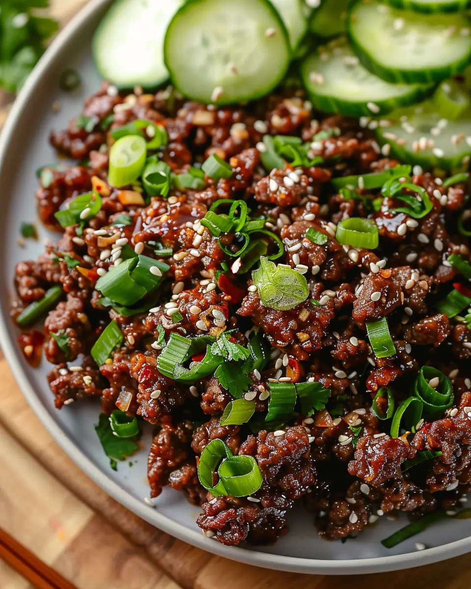 Spicy Keto Korean Ground Beef with Cucumber Salad: Easy & Delicious