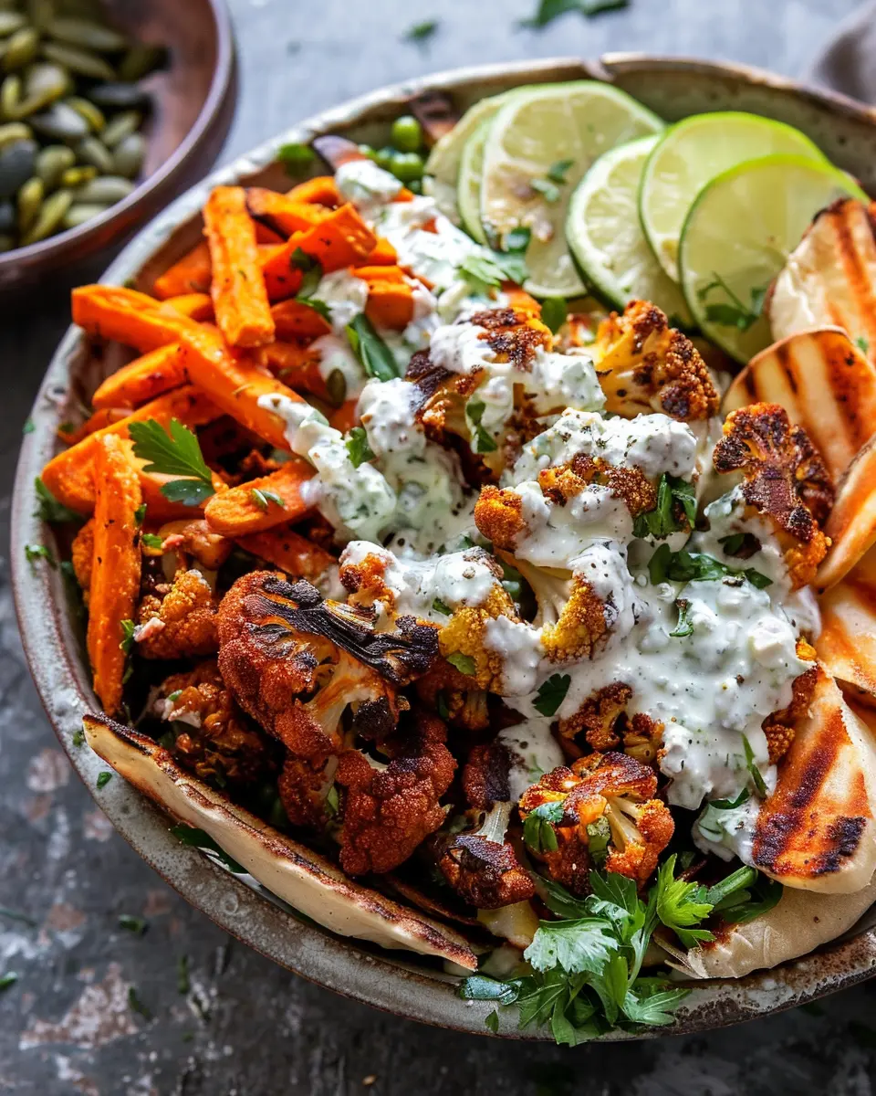 Cauliflower Tzatziki Bowls: Easy Sweet Potato Fries Delight