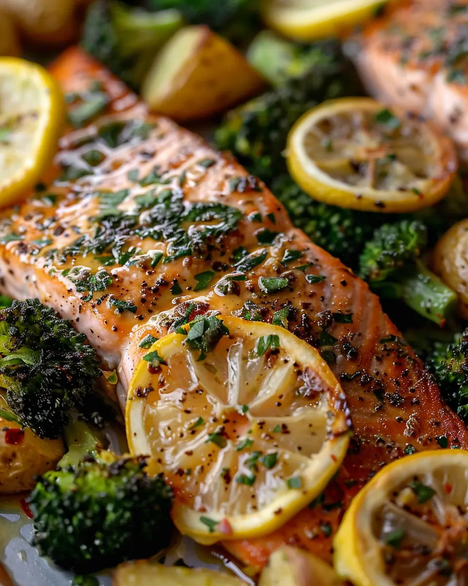 Lemon Butter Salmon: The Best Crispy Potatoes &amp; Roasted Broccoli Recipe