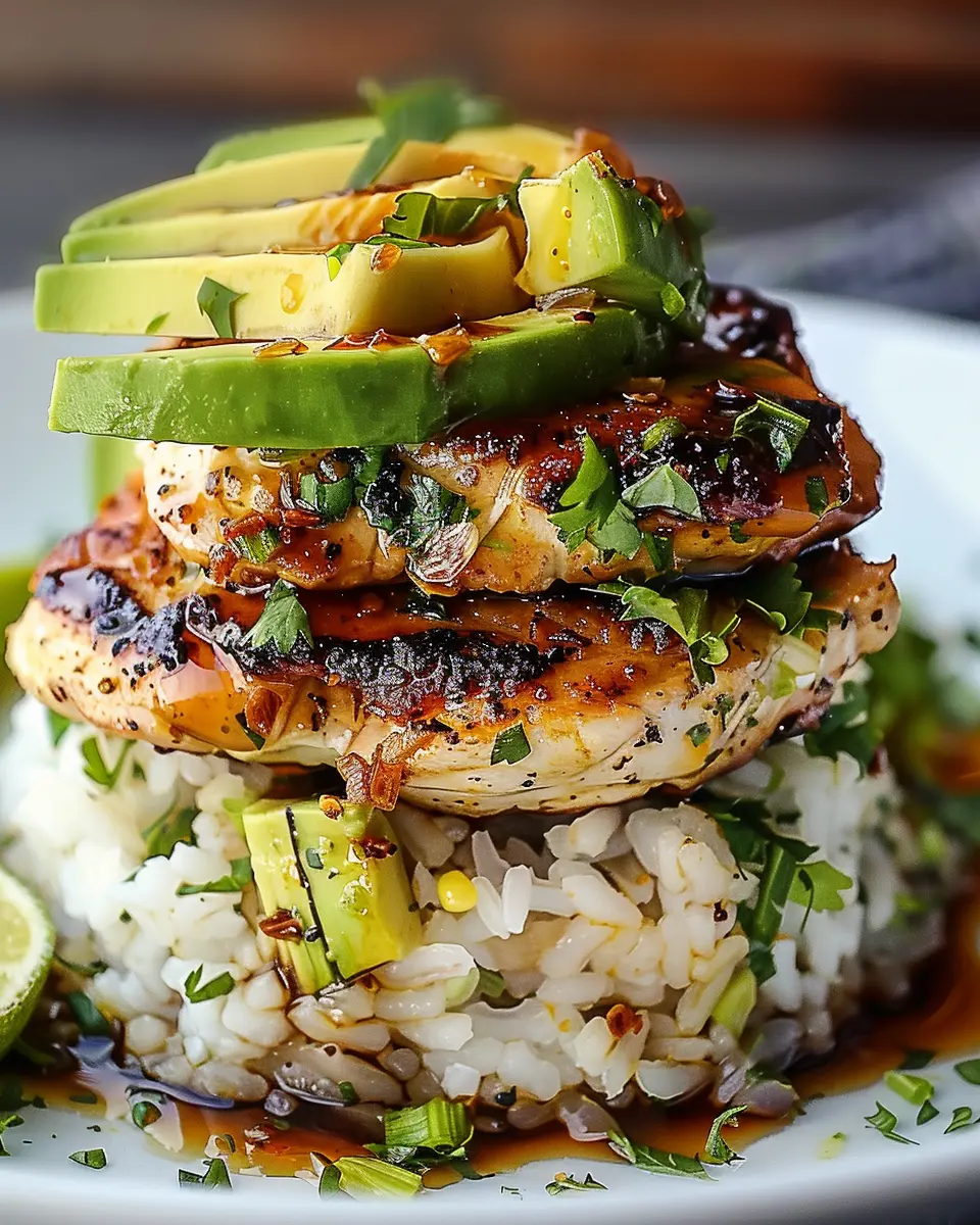 Honey Lime Chicken & Avocado Rice Stack
