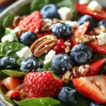 Best Strawberry & Blueberry Spinach Salad with Pecans and Feta