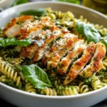 Pesto Pasta with Crispy Parmesan Chicken