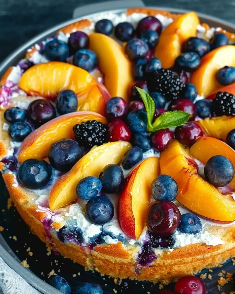 Peach and Blueberry Greek Yogurt Cake