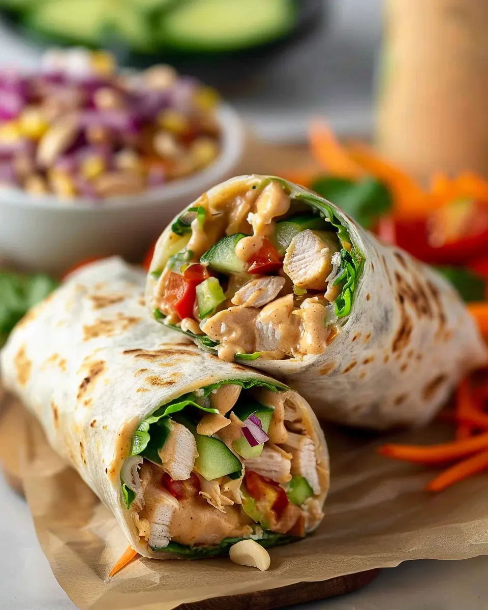 Thai Peanut Chicken Wraps