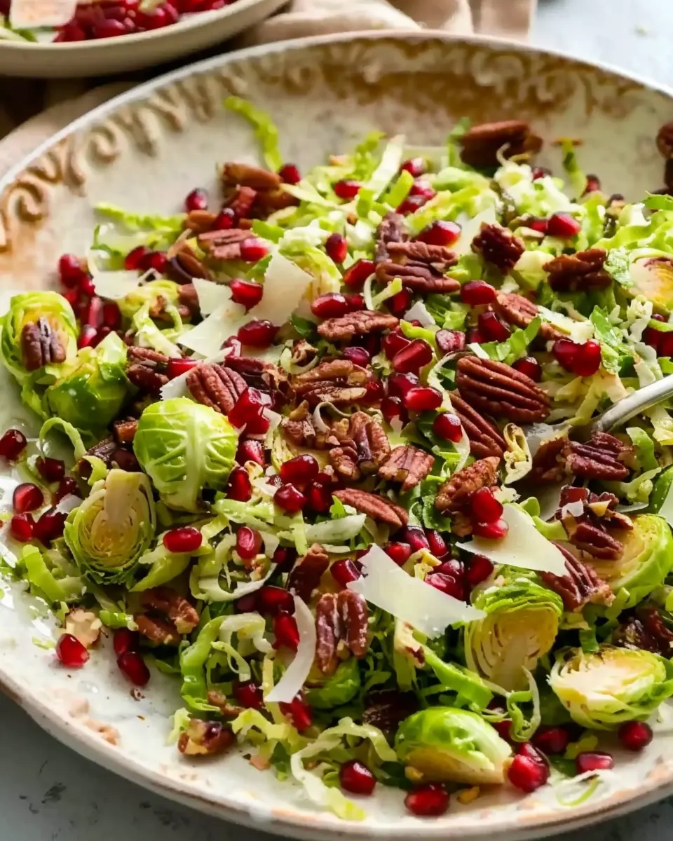 Shaved Brussels Sprout Salad with Pomegranate and Turkey Bacon Bliss