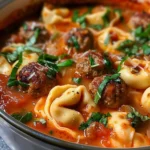 Cheesy Meatball Tortellini Soup