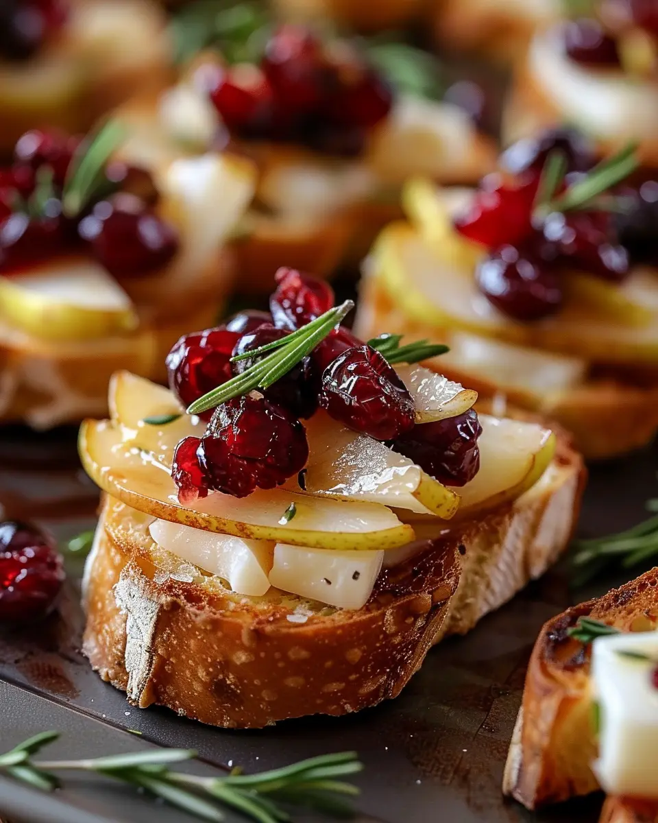 Pear Brie Cranberry Crostini: A Savory Festive Delight for Everyone