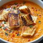 Creamy Tomato Bisque with Grilled Cheese Croutons