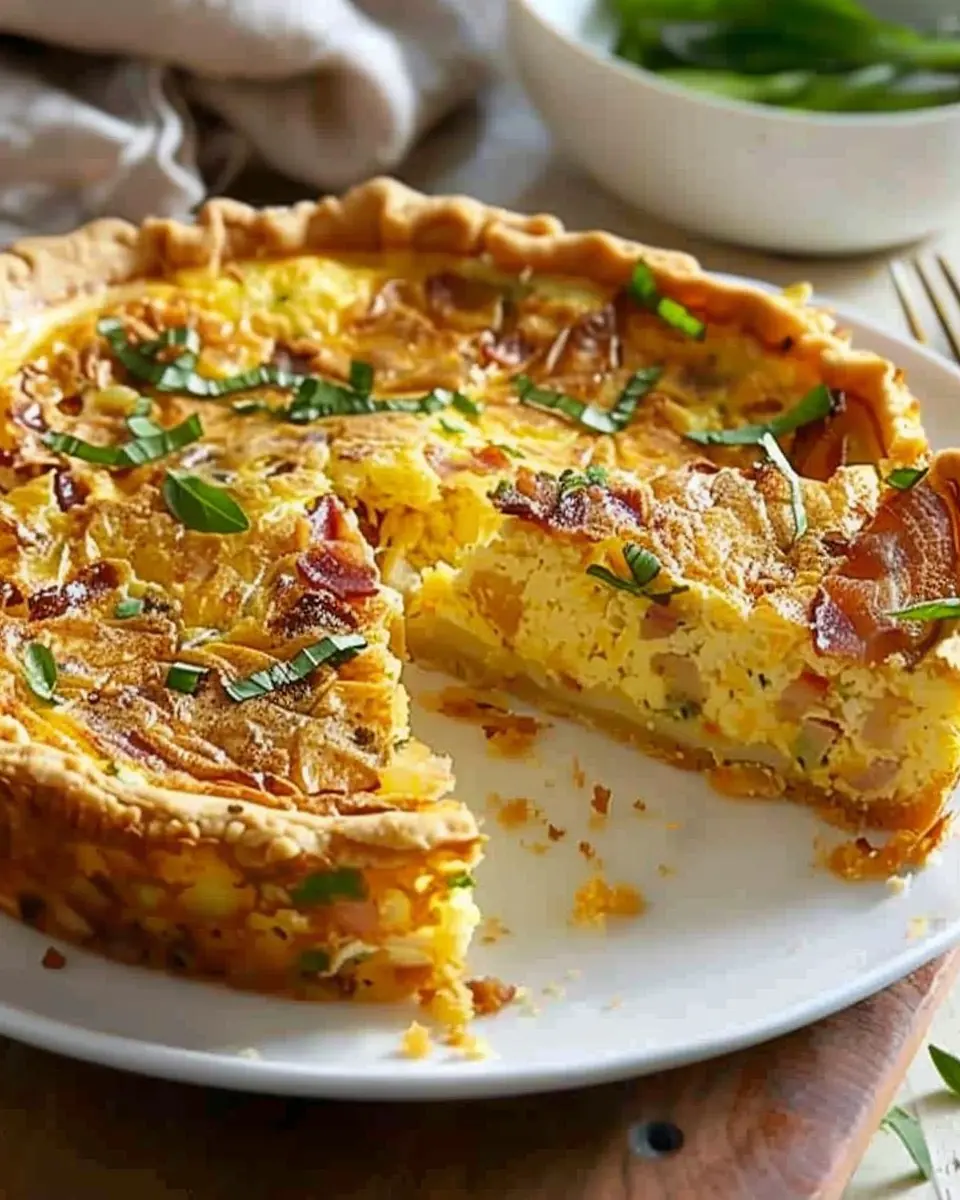 Hash Brown Crust Quiche with Turkey Bacon and Cheddar Bliss