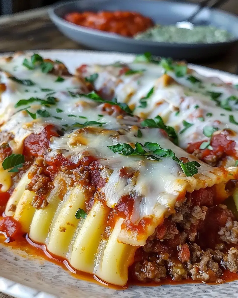 Comforting Stuffed Manicotti Recipe with Easy Meat Sauce