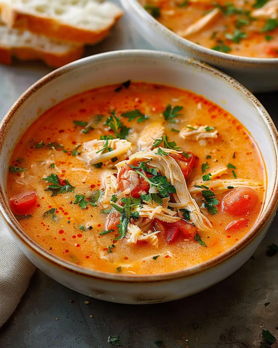 Creamy Tomato Chicken Soup: Easy Comfort Food with Turkey Bacon