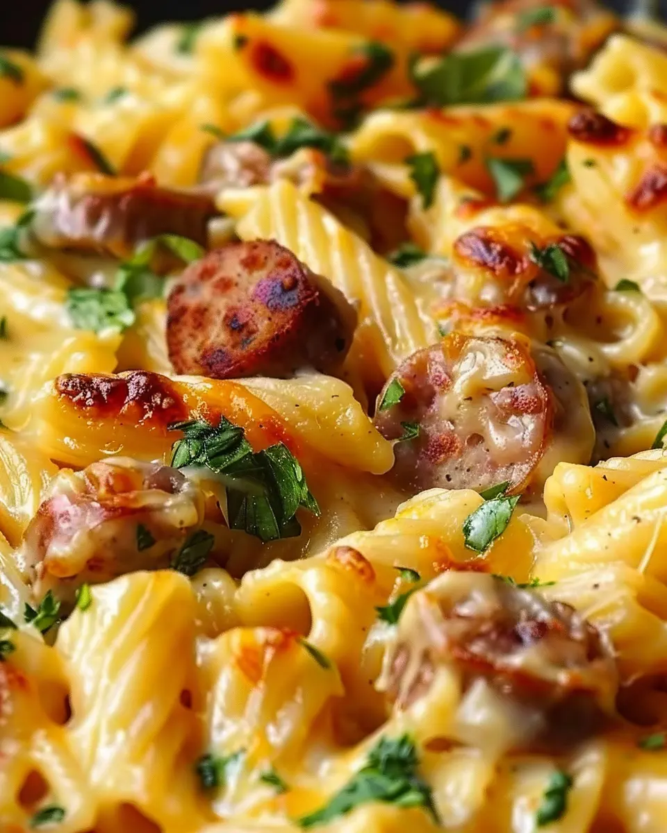 One-Pan White Cheddar Ranch Sausage Magic Pasta Delight
