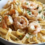 creamy shrimp fettuccine pasta with homemade alfredo sauce