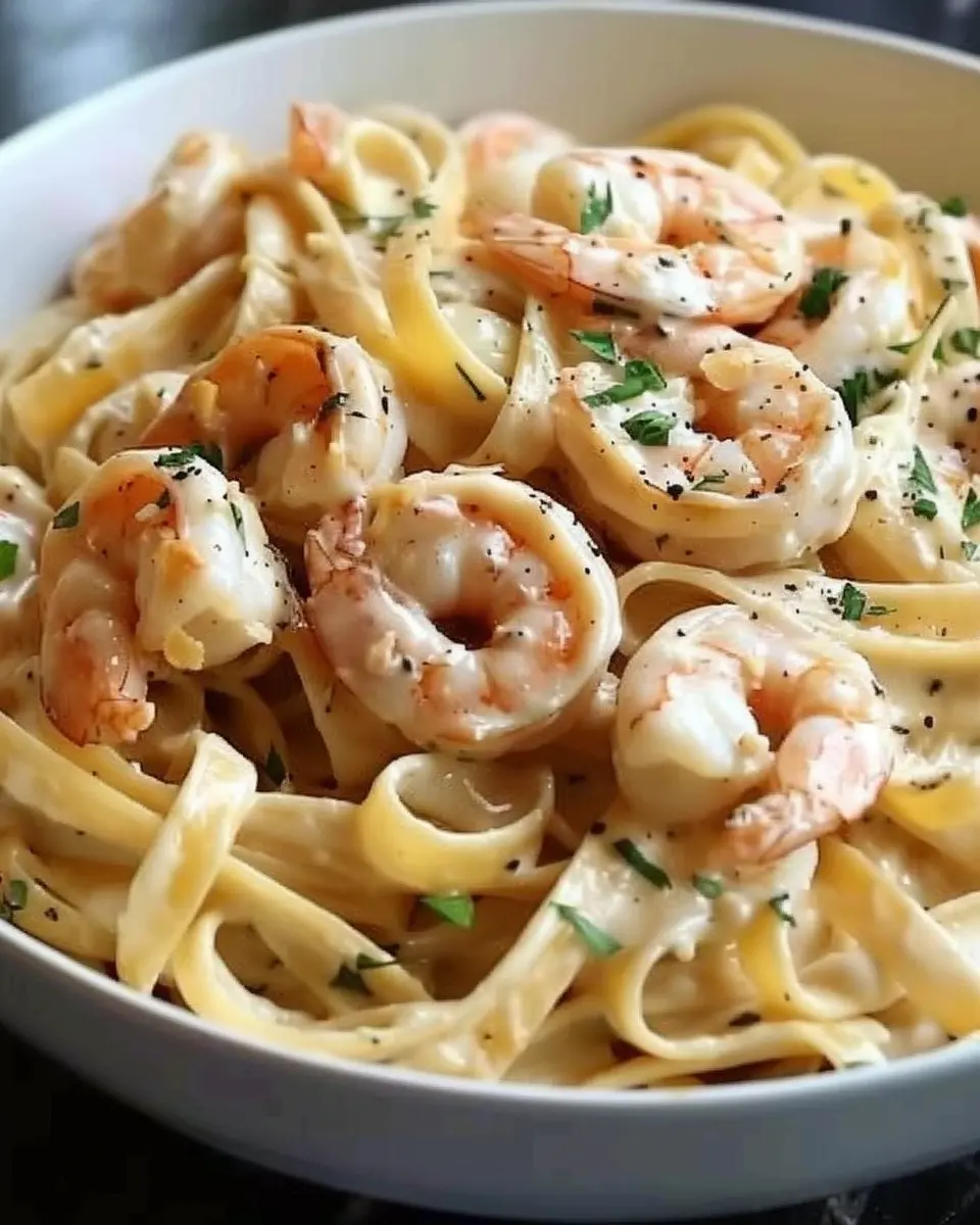 Creamy Shrimp Fettuccine Pasta with Homemade Alfredo Sauce Bliss